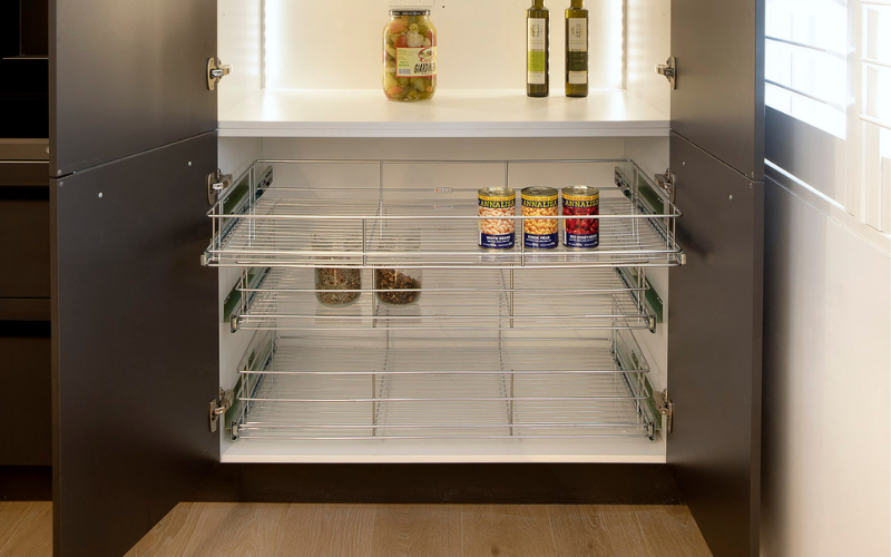 kitchen pantry with internal drawers for easy access