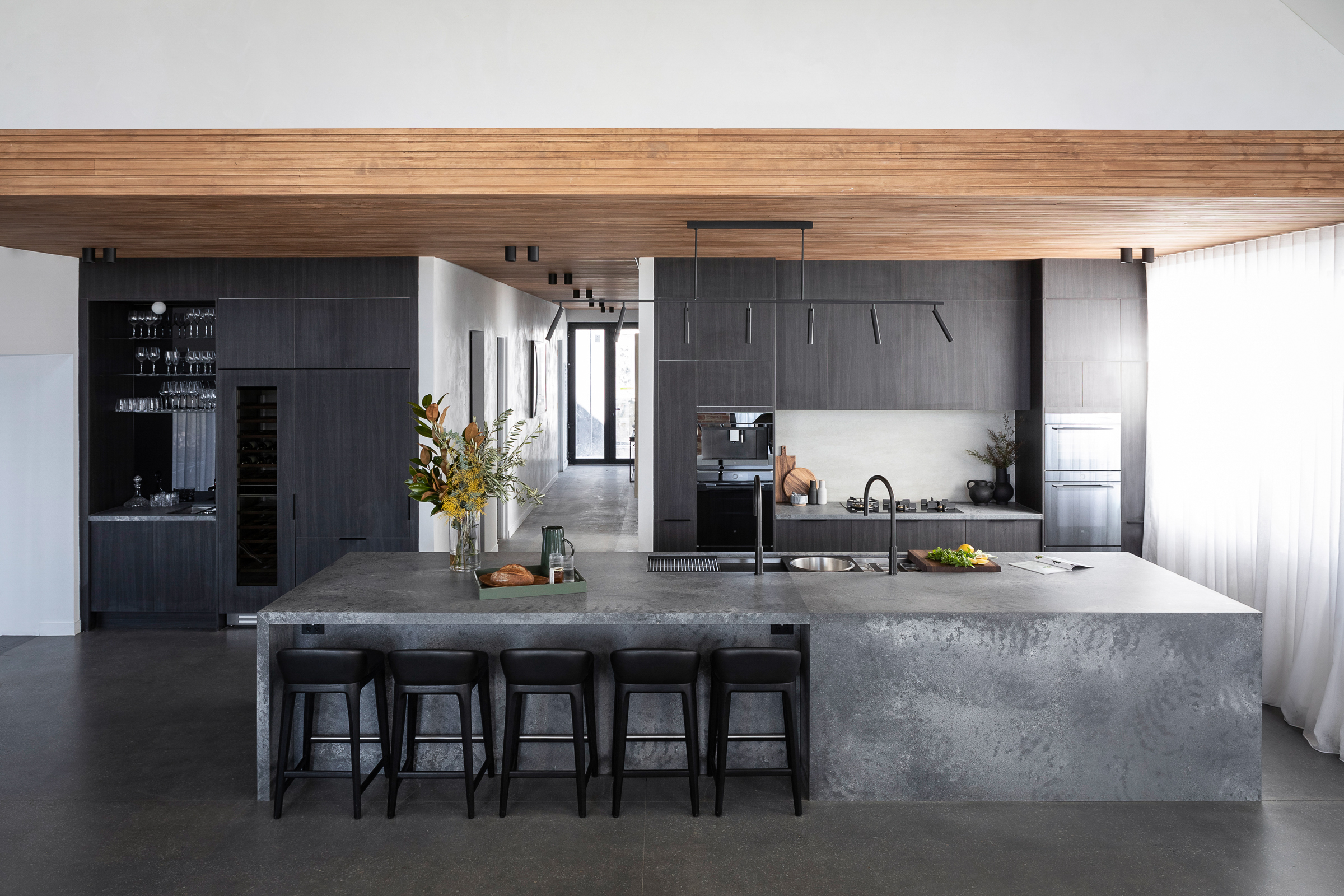 Black and concrete modern urban kitchen by Omar and Oz from the Block 2022.