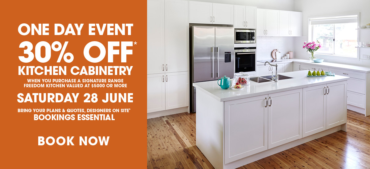 1ds-web-bnr-jun25-fk-1 ONE DAY EVENT - 30% OFF* KITCHEN CABINETRY