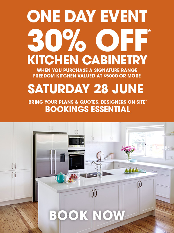 1ds-web-bnr-jun25-fk-1mob ONE DAY EVENT - 30% OFF* KITCHEN CABINETRY