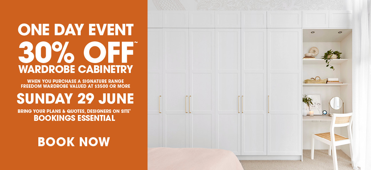 1ds-web-bnr-jun25-fw-1 ONE DAY EVENT - 30% OFF* WARDROBE CABINETRY