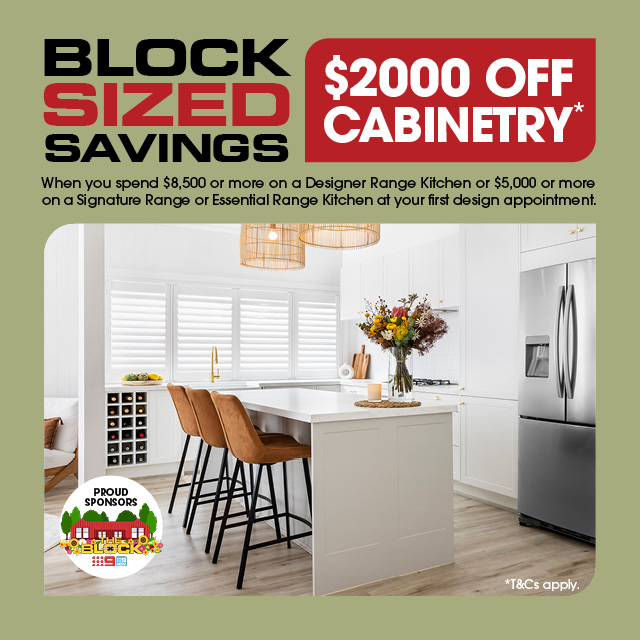 Block Sized Savings $2000 Off Cabinetry