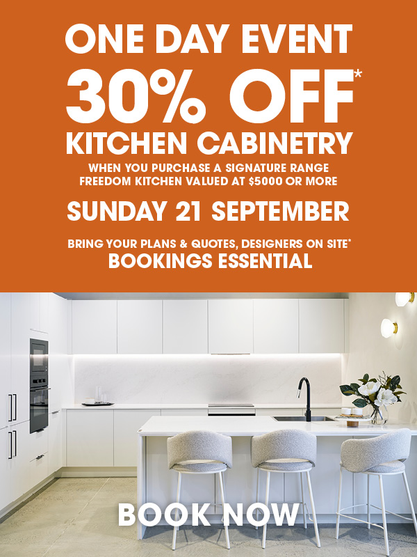 1ds-web-bnr-sep25-fk-1mob ONE DAY EVENT - 30% OFF* KITCHEN CABINETRY